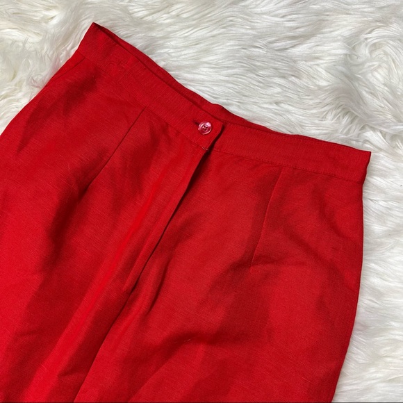 Vintage Red Linen Skirt & Blazer Suit - Picture 9 of 16